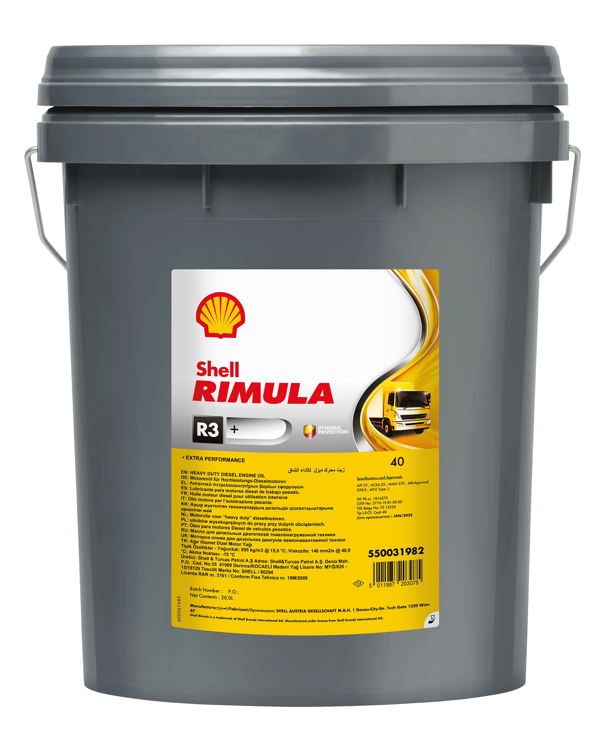 Shell Rimula Grey Shell Rimula R3+ 40 (20L) - Esso Energi